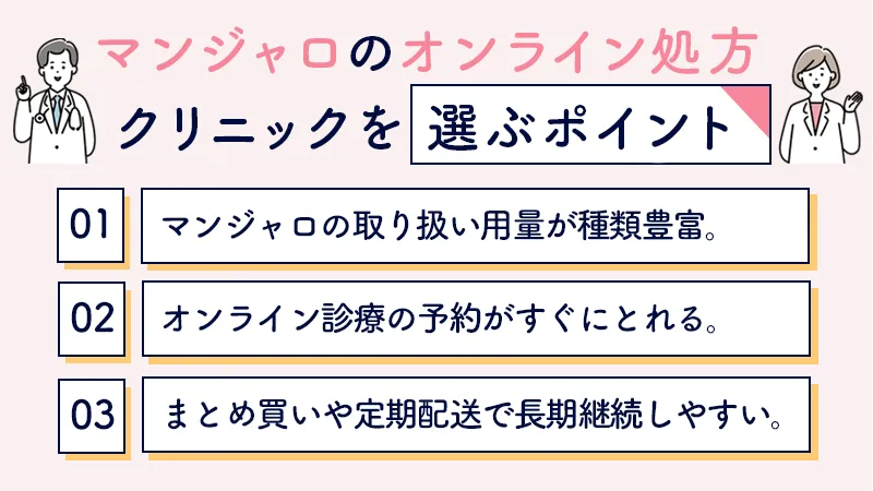 マンジャロのオンライン処方を受けるクリニックの選び方